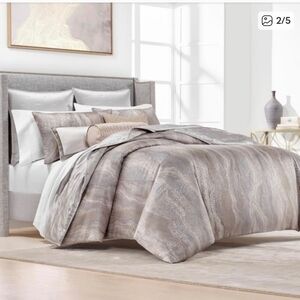 Hotel Collection Terra 3pc Comforter Set King Gray& Taupe NEW